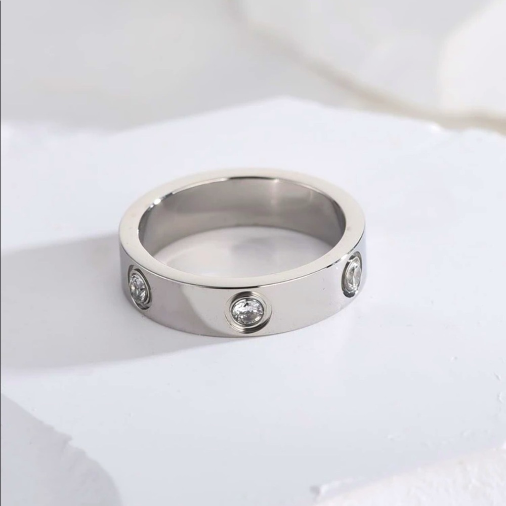 Rhinestone Silver Ring
